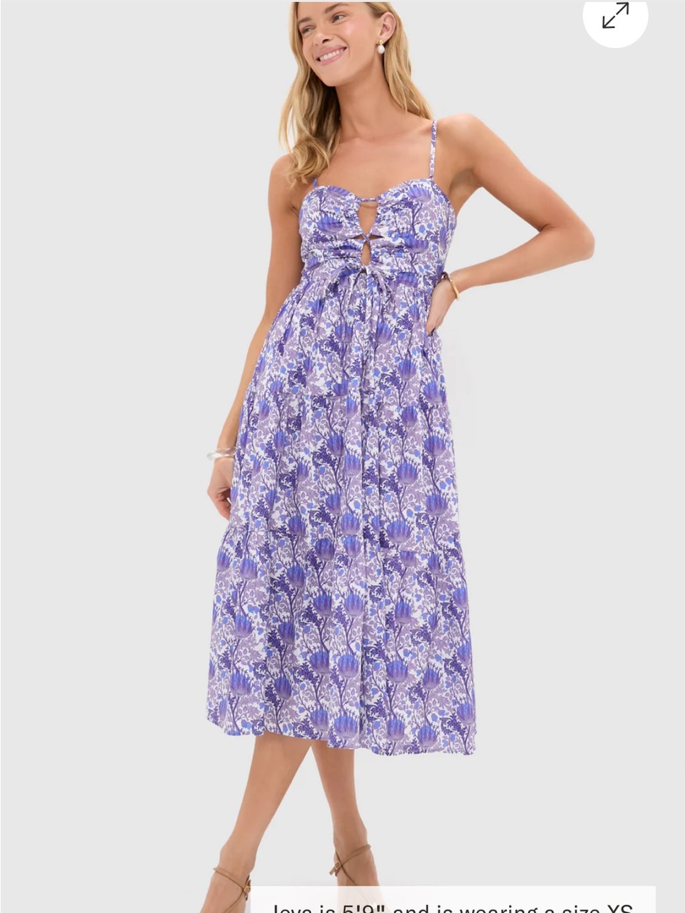 Hyacinth house Purple Multi Floral Corinne Cut-Out Midi Dress